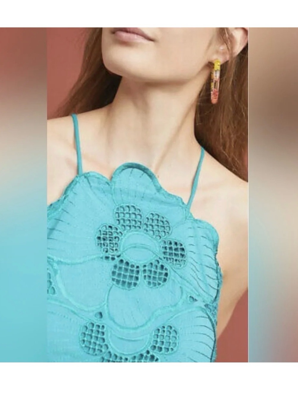 Corey Lynn Calter Turquoise Floral Lace Camisole - Picture 2 of 8